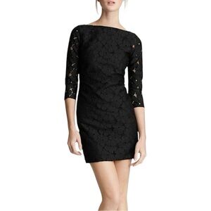 Diane von Furstenberg Sarita Flower Lace Black Cocktail Dress